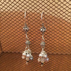 925 SS and Pearl Bead Dangle Earrings